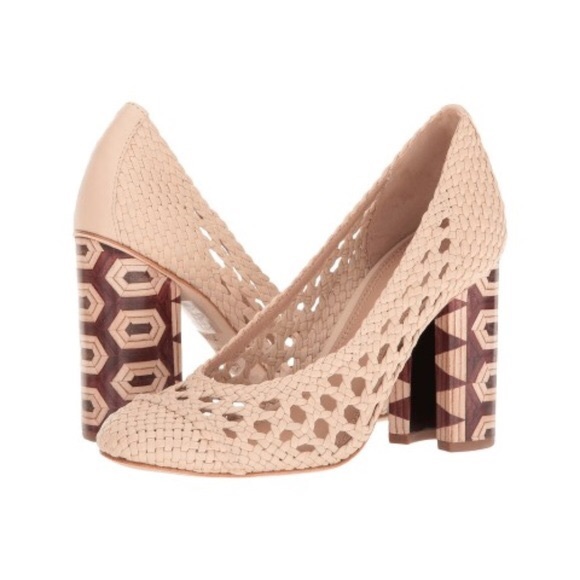 Tory Burch Shoes - Tory Burch Grove Woven Pumps with Stacked Heels